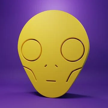 Yellow Alien icon isolated on purple background. Extraterrestrial alien fac.. Stock Illustration