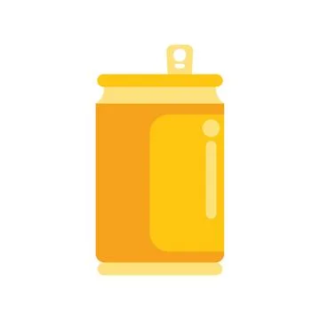 Yellow aluminum can with ring pull standing on white background Stockillustratie