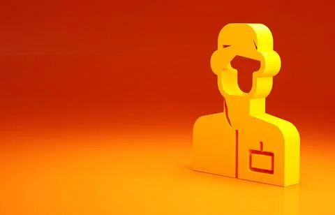 Yellow Analyst engineer icon isolated on orange background. Minimalism concep Stock Illustration