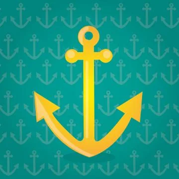 Yellow anchor over green background vector illlustration Ilustração Stock