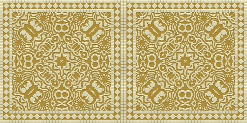 Yellow ancient hereditary pattern. Creative decoration art. Seamless tradit.. 스톡 일러스트