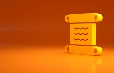 Yellow Ancient papyrus scroll icon isolated on orange background. Parchment Stock Illustration