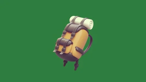 A yellow and black backpack on green screen animated chromakey background Video stock 335977753