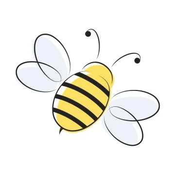 Yellow and black bee simple icon Stock Illustration