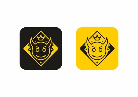Yellow and black color of devil head icon Stockillustratie