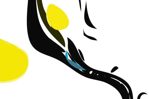 Yellow and black dynamic background. Abstract vector.Digital curve design. 2D Stock Illustration