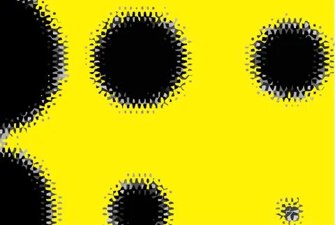 Yellow and black dynamic background. Abstract vector. Circular geometry desig Stock Illustration