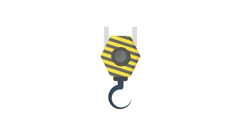 A yellow and black hook suspended from another hook against a neutral backg.. Vidéo 332545108