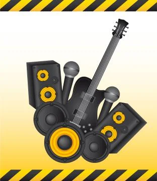 Yellow and black intruments with frame. vector illustration Illustrazione stock