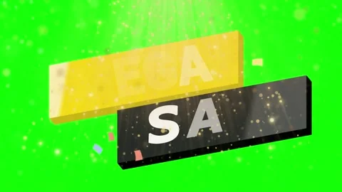 Yellow and black lower third banner with floating particles on a green screen Stock Footage 343908281