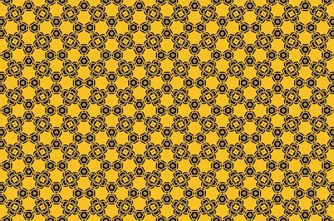 A yellow and black patterned background with a black and yellow design Illustrazione stock