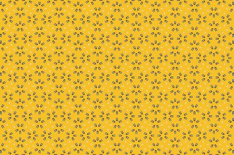 A yellow and black patterned background with a white and black design Illustrazione stock