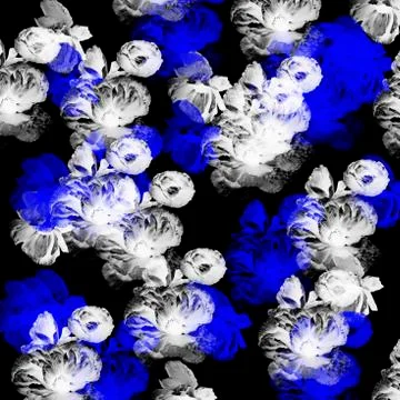 Yellow and black poppies pattern Stock Illustration