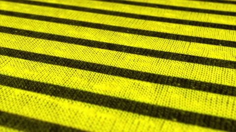 Yellow and black striped pattern texture background. Linen cotton macro shot, Stock Footage 147224170