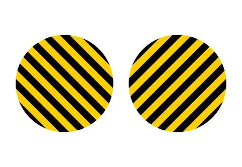 Yellow and black striped pattern circle warning symbol,warn caution Stock-Illustration
