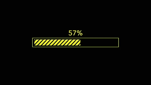 Yellow and black striped progress bar animation on a black background Stock Footage 153662232