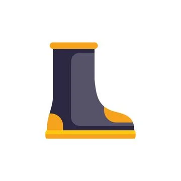 Yellow and black work boot standing up on white background Ilustración de archivo