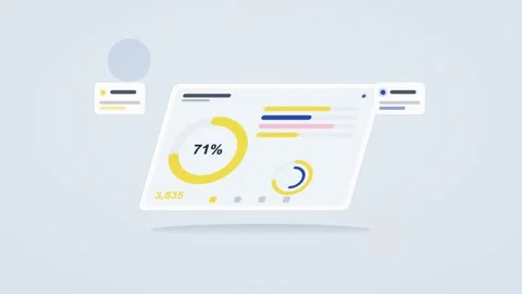 Yellow and blue analytics dashboard flat design loop Stock Footage 342629236