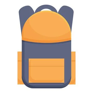 Yellow and blue backpack standing up front view Stock Illustration