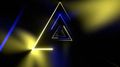 Yellow and Blue Beautiful Neon Triangular Tunnel Background VJ Loop 4K Stock Footage 304661553