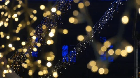 blue and yellow christmas lights