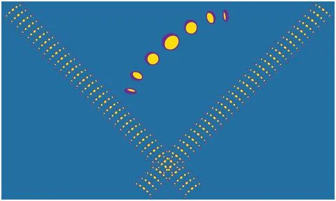 Yellow and blue circle make an light effect on blue background Illustrazione stock