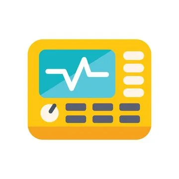 Yellow and blue electrocardiogram machine showing heart rate on screen Stock Illustration