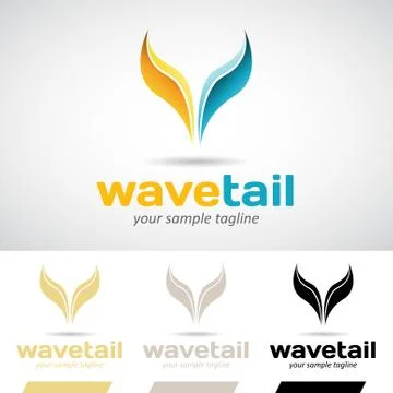 Yellow and Blue Fish Tail Logo Icon Stock Illustration