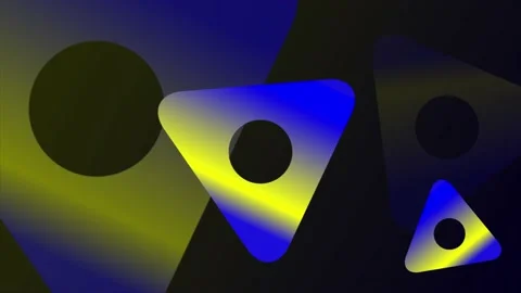 Yellow and blue gradient rotating triangular shape background Stock Footage 204727902