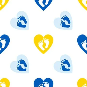 Yellow and blue hearts help babies of symbol flag Ukraine. Vector Stock Illustration
