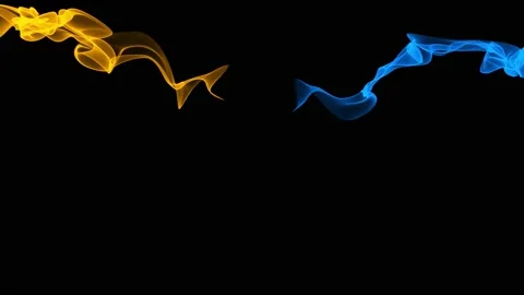 Yellow and blue light particles swirl across the screen Stock Footage 140888601