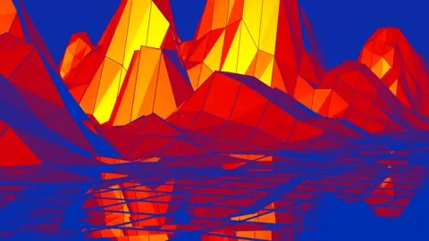 Yellow And Blue Mountain Shape Loop Stock Footage 220767554