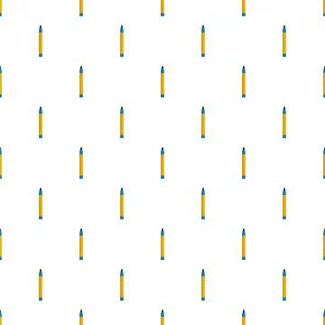 Yellow and blue pen flat design seamless pattern Illustrazione stock