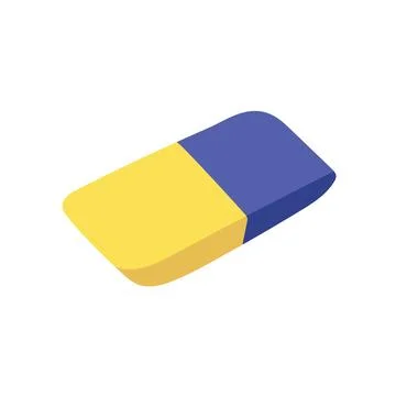 Yellow and blue rectangle rubber eraser isolated on white background Illustrazione stock