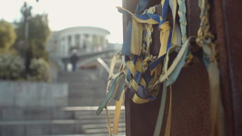Yellow and blue ribbons Stock Footage 248060284