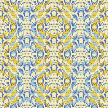 Yellow and blue seamless vector geometric pattern Stock Illustration