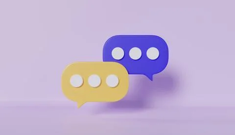 Yellow and blue speech bubbles on purple background Illustration