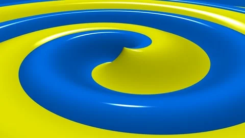 Yellow and Blue Spiral Waves, Background, Paints, Unique Design, Exclusive Vídeo Stock 303660942