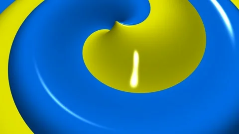 Yellow and Blue Spiral Waves, Background, Paints, Exclusive, Unique Design Stock Footage 303660943