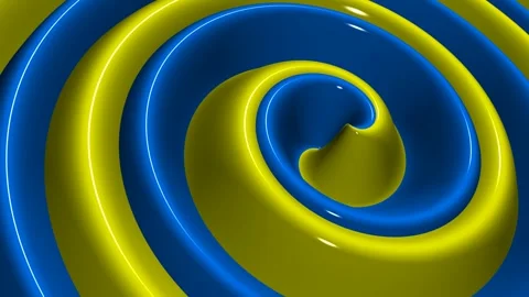 Yellow and Blue Spiral Waves, Background, Exclusive, Unique Design, Paints Stock Footage 303660950