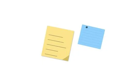 Yellow and blue sticky notes with lines Stock Illustration