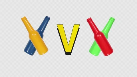 Yellow and Blue Team Vs Red and Green Team Flippable Stop Motion Animation Stock Footage 160683407