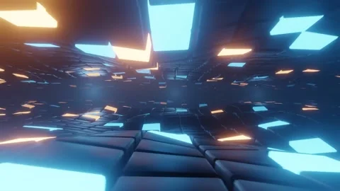 Yellow And Blue Waves Shape Lights Background Loop Stock Footage 196468016