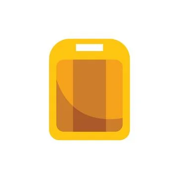 Yellow and brown rectangular plastic cutting board with hole for hanging 스톡 일러스트