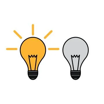 Yellow and gray light bulb on a white background. Vector illustration Stock Illustration