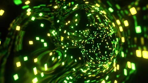 Yellow and Green Abstract Liquid Tunnel with Neon Lights Background VJ Loop  Stock Footage 314370697