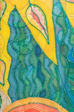 Yellow and green abstract pattern on silk batik 스톡 사진