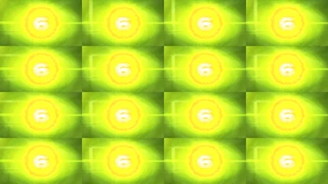 Yellow and green countdown wallpaper in multiple screens from ten to zero Stock Footage 299590653
