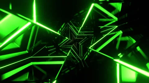 Yellow and Green Figured Strobe Neon Corridor Background VJ Loop l 4K Stock Footage 304974648