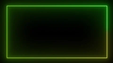 Yellow and Green Neon Rectangle Border on Black Background Stock Footage 318213938